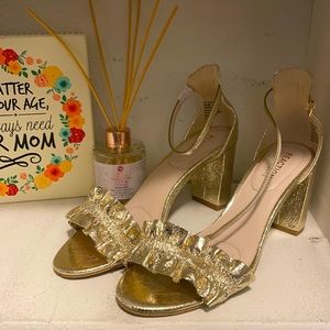 Kenneth Cole Gold Ruffle Strappy Heel